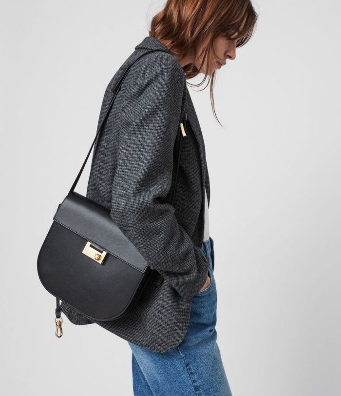 Nicolette black leather shoulder bag for women - Image 6