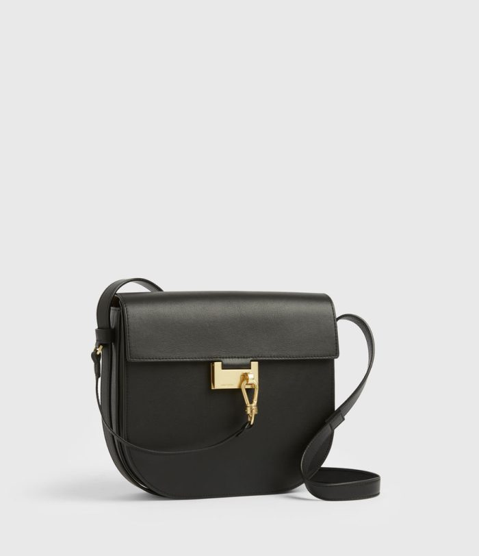 Nicolette black leather shoulder bag for women - Image 7